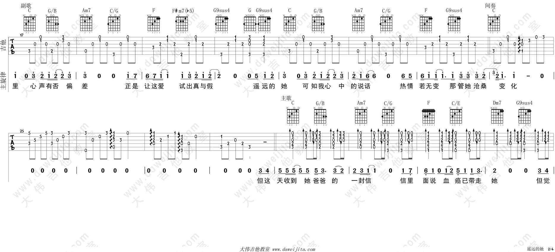 遥远的她吉他谱2-陈奕迅