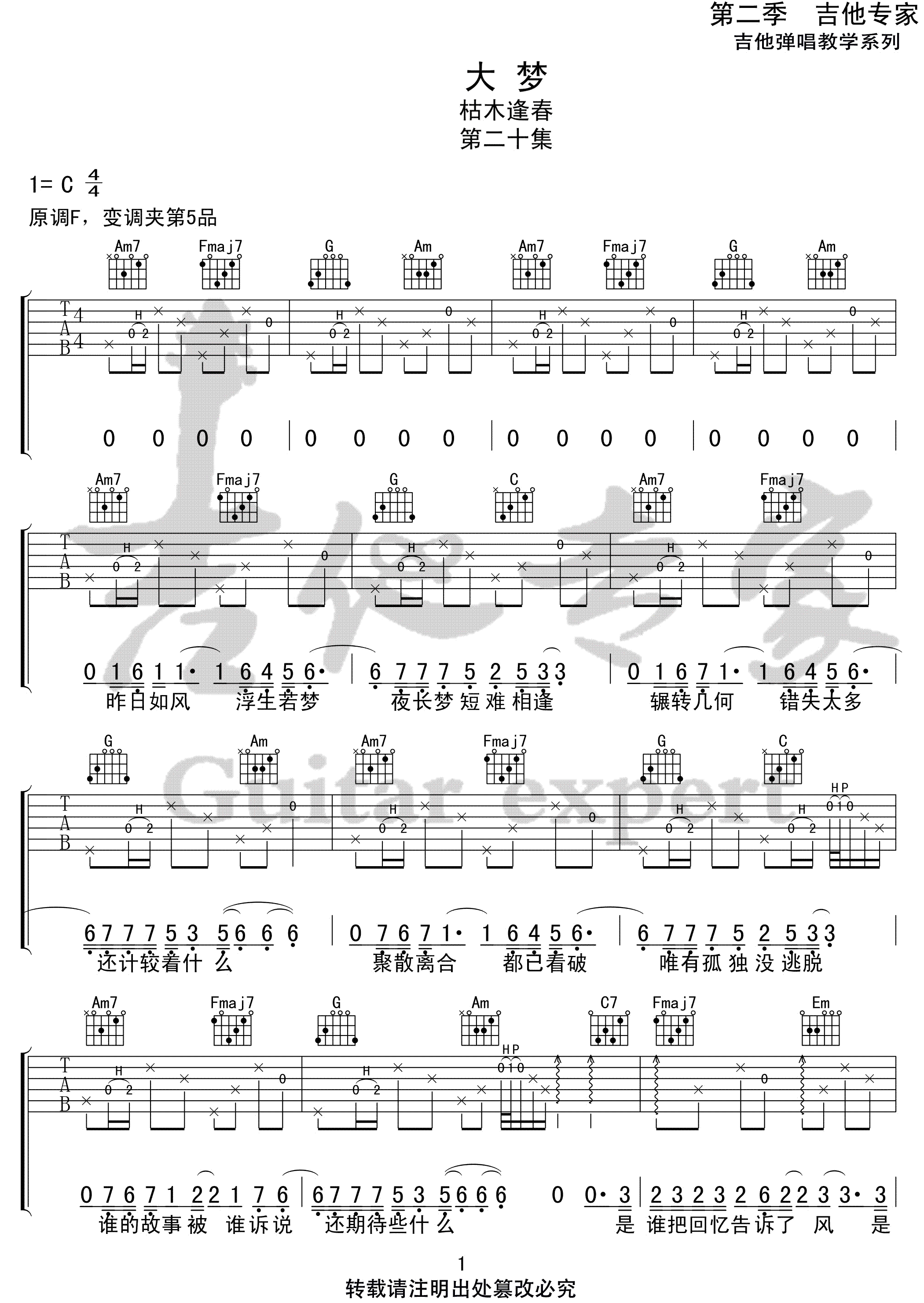 大梦吉他谱1-枯木逢春