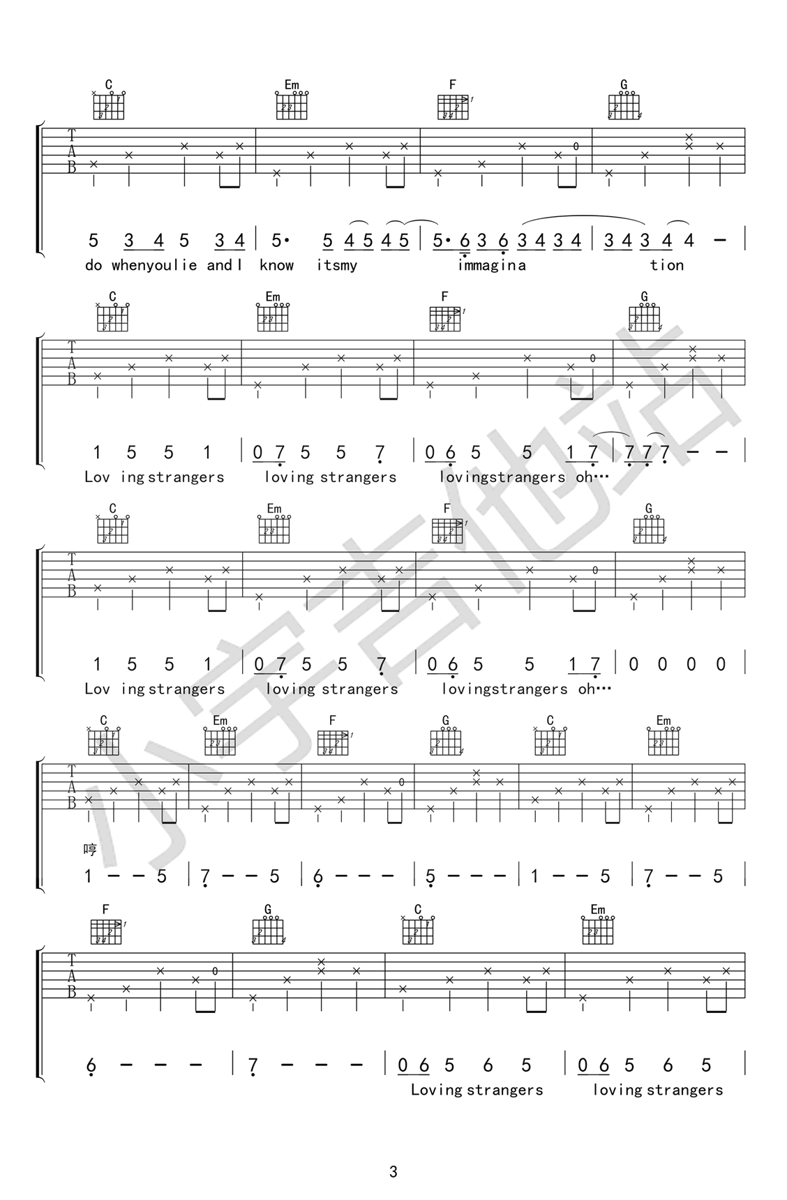 Loving-Strangers吉他谱3-Tiger